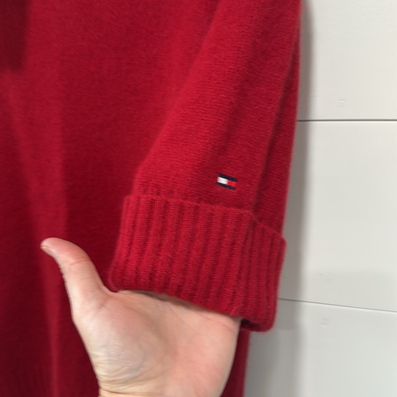 NWT Tommy Hilfiger Rabbit Lambs Wool Red Turtleneck Sweater Half Sleeve Large - Picture 3 of 6